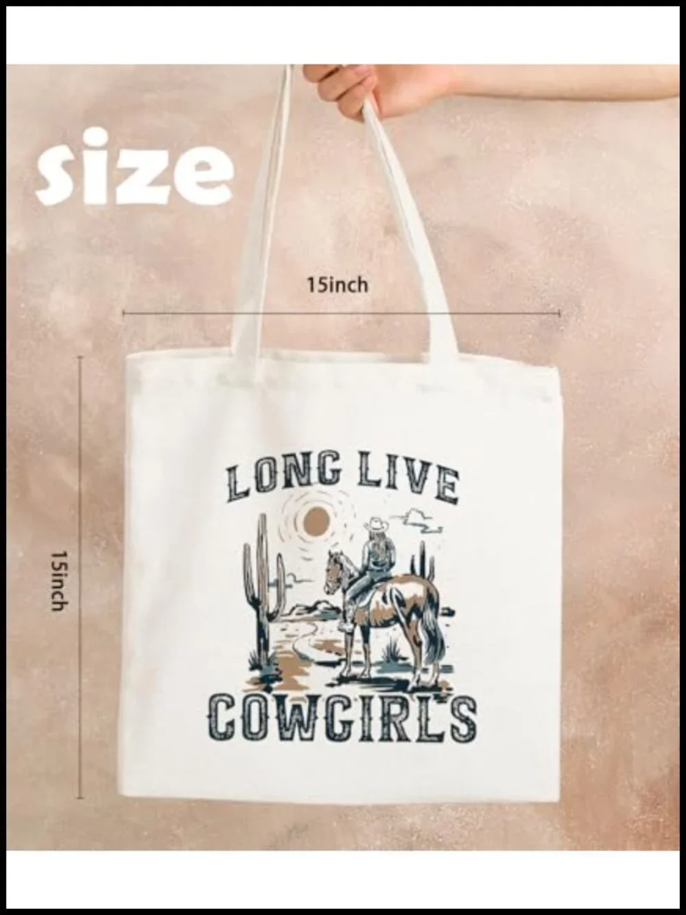 Western Canvas Tote Bag for Women Cowgirl Gifts Reusable Grocery Tote
